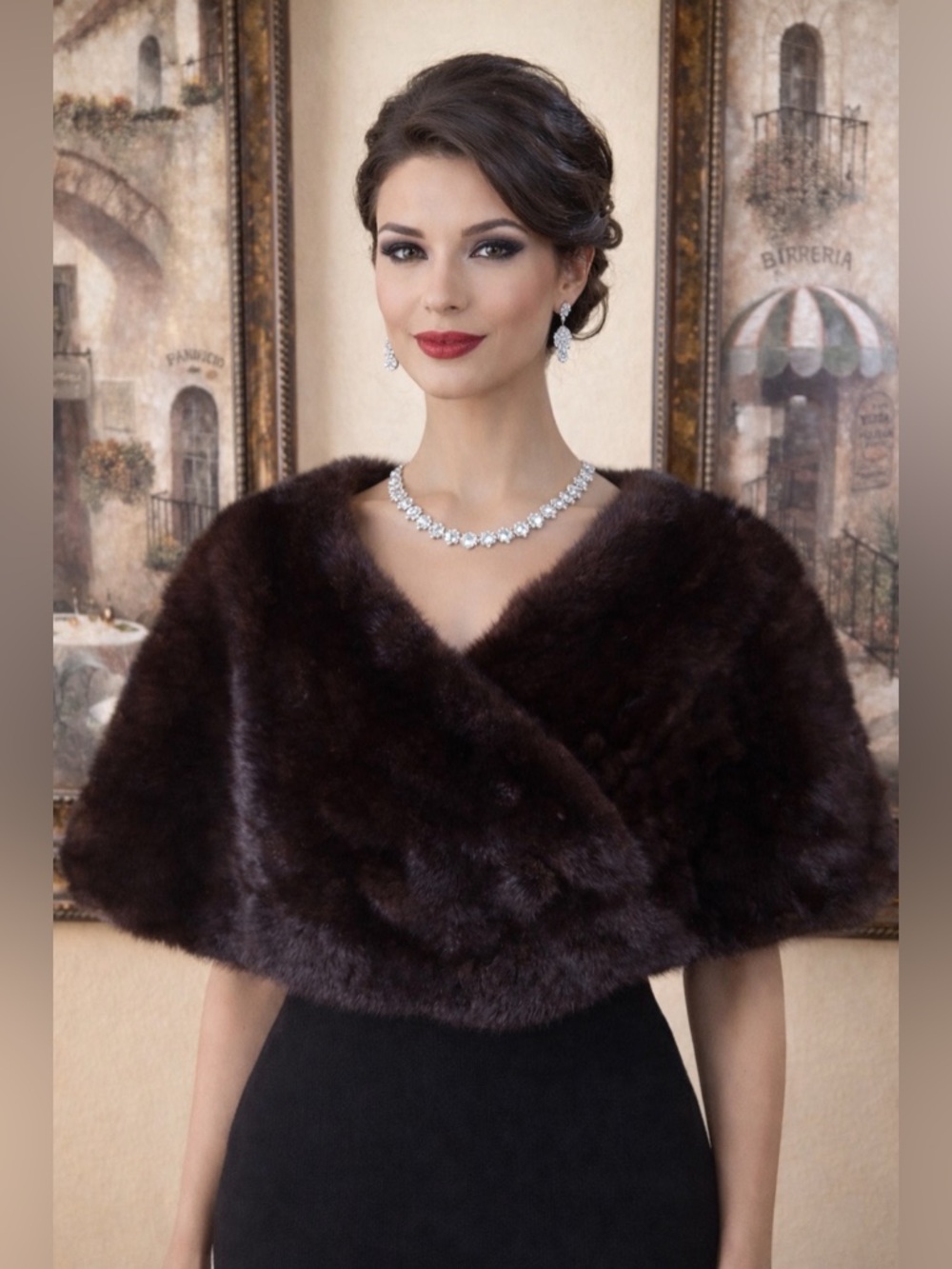 Stunning Genuine Mink Fur Shawl, Cape, Wrap. Medium/X Large. Beautiful Brown.